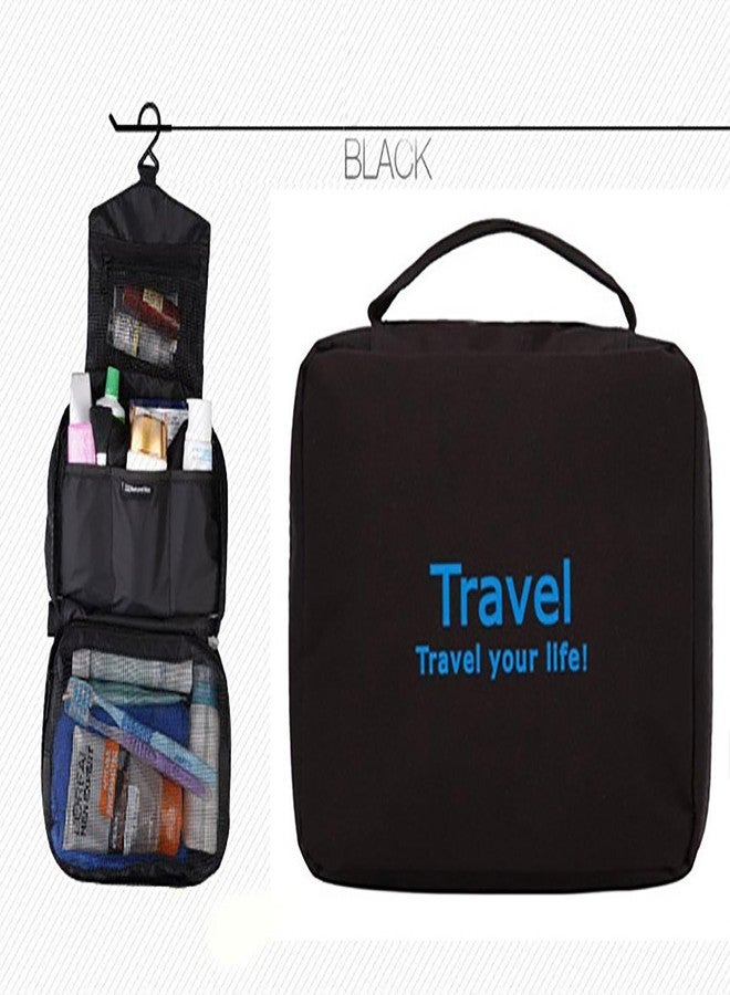 GIANT IMPEX Portable Waterproof Cosmetics Travel Toiletry Bag |Nylon Organizer | Pouch Kit for Men/Women Travel (Black) - Image 3